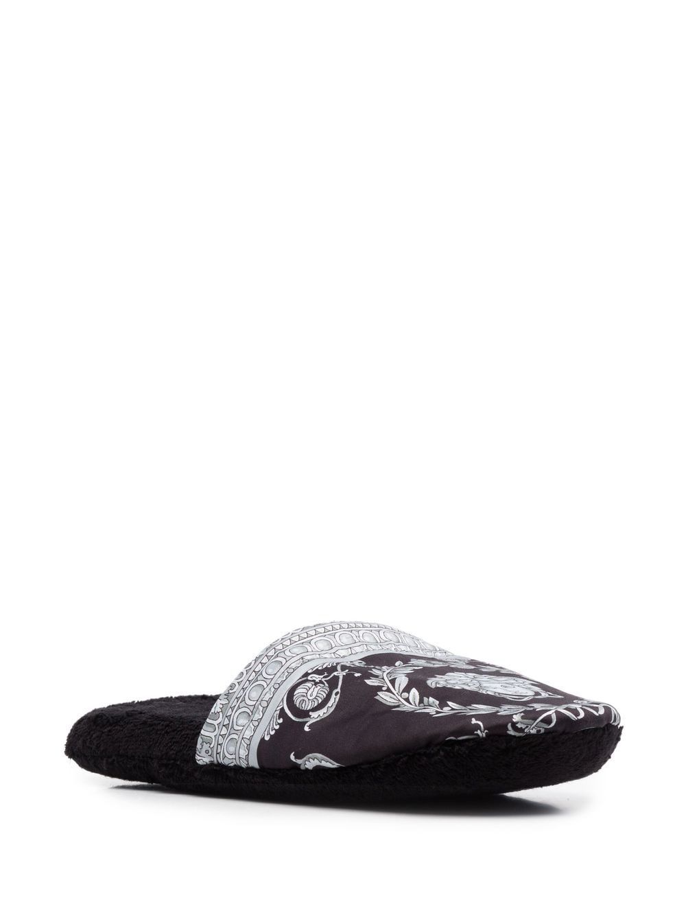 Versace Slippers met barokprint - Zwart