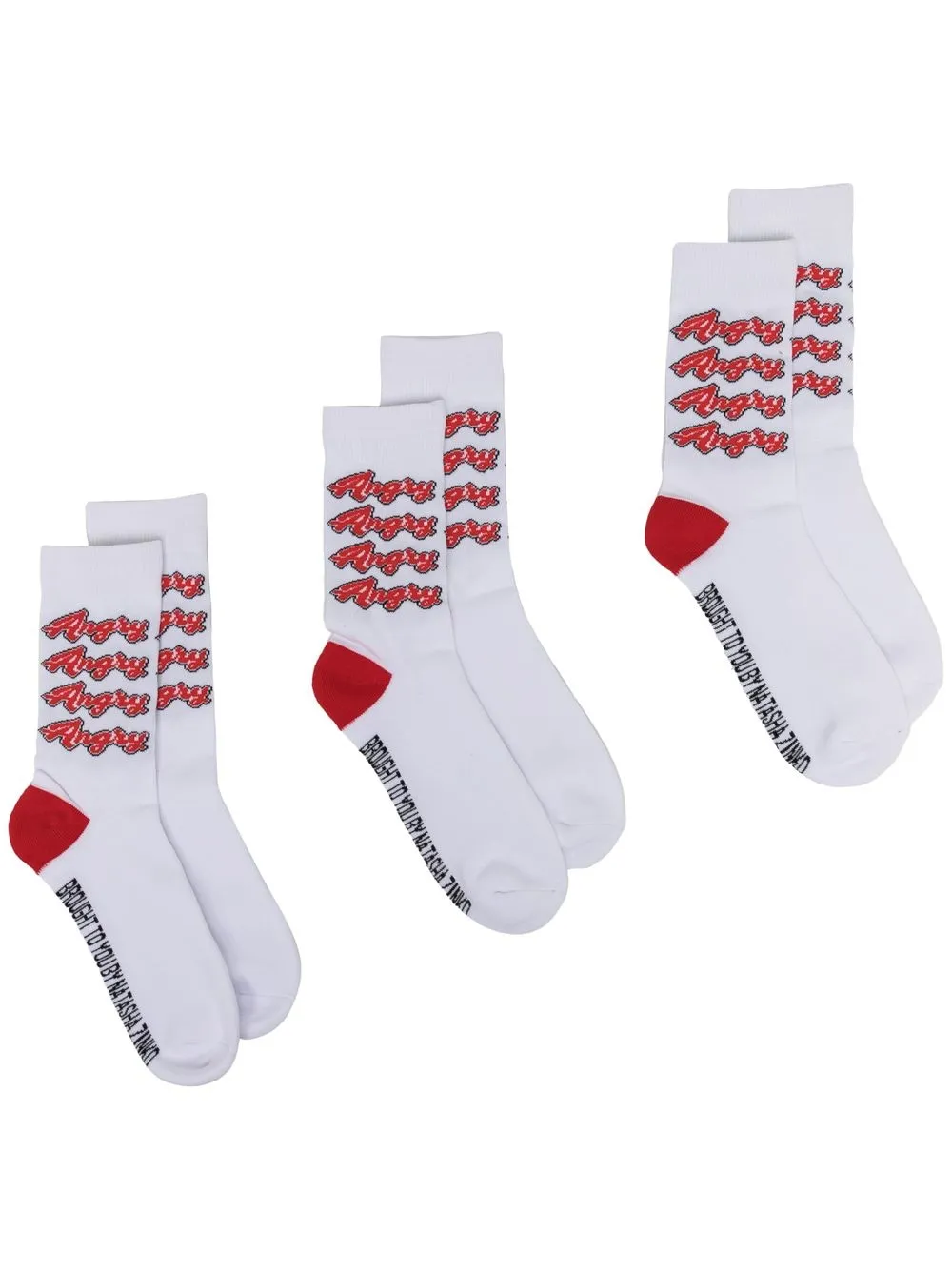 

Natasha Zinko pack de tres pares de calcetines Angry - Blanco