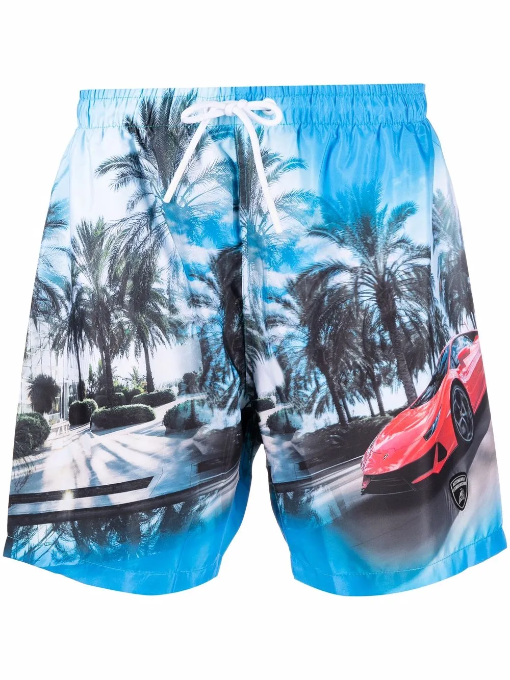 

Automobili Lamborghini palm car-print swim shorts - Blue