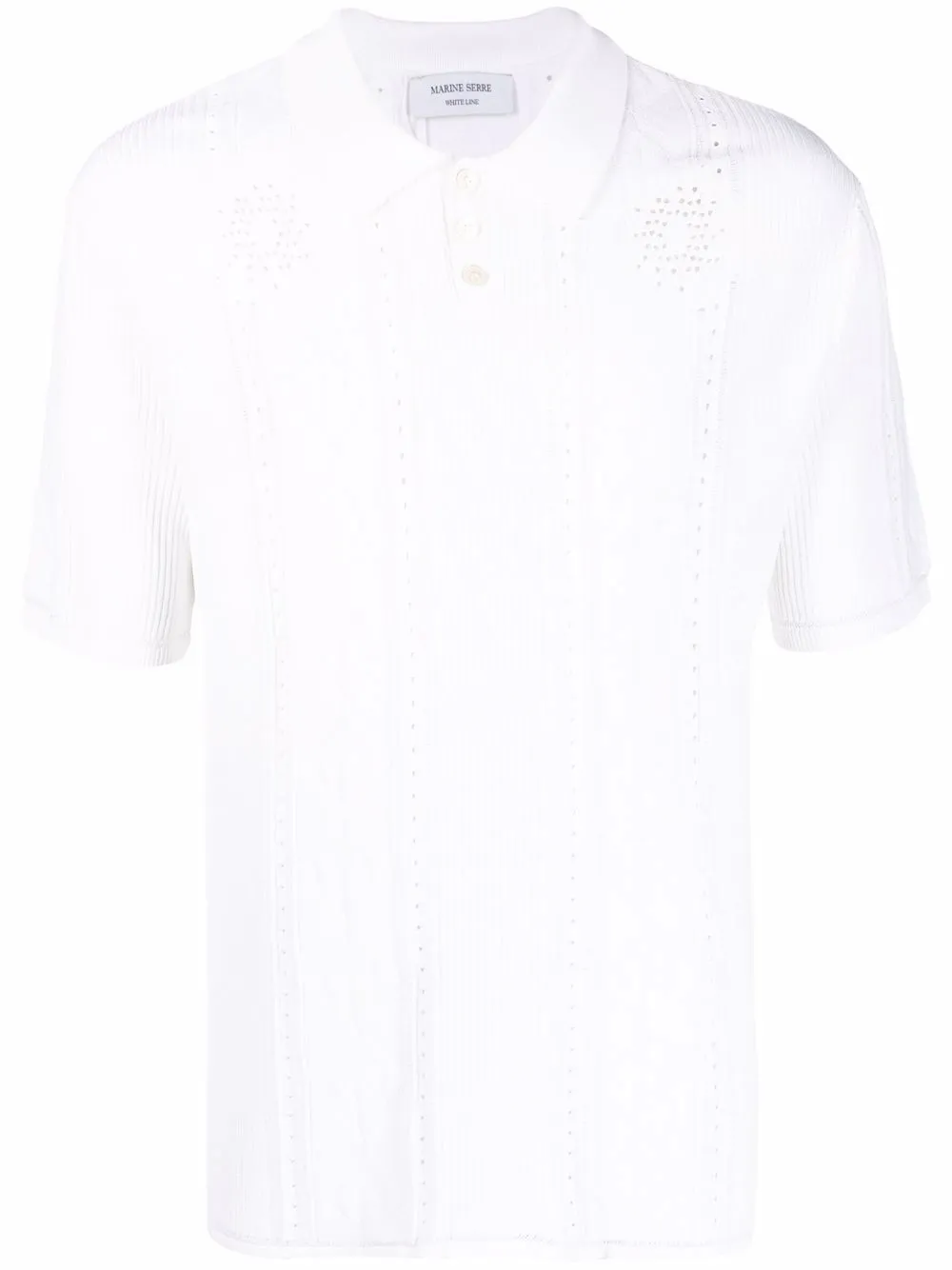 

Marine Serre camisa tipo polo Lunar de tejido calado - Blanco