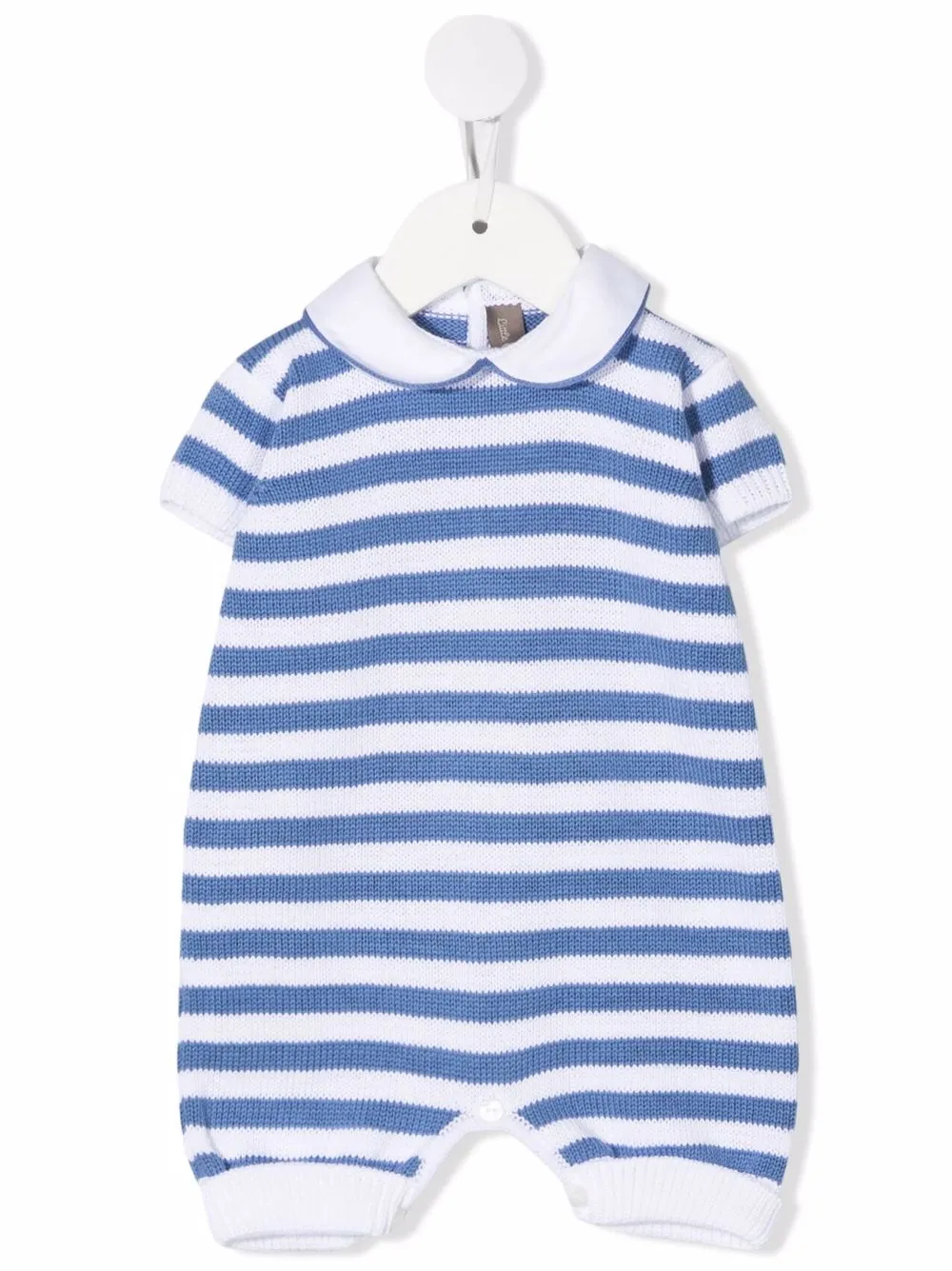 

Little Bear striped polo cotton romper - White