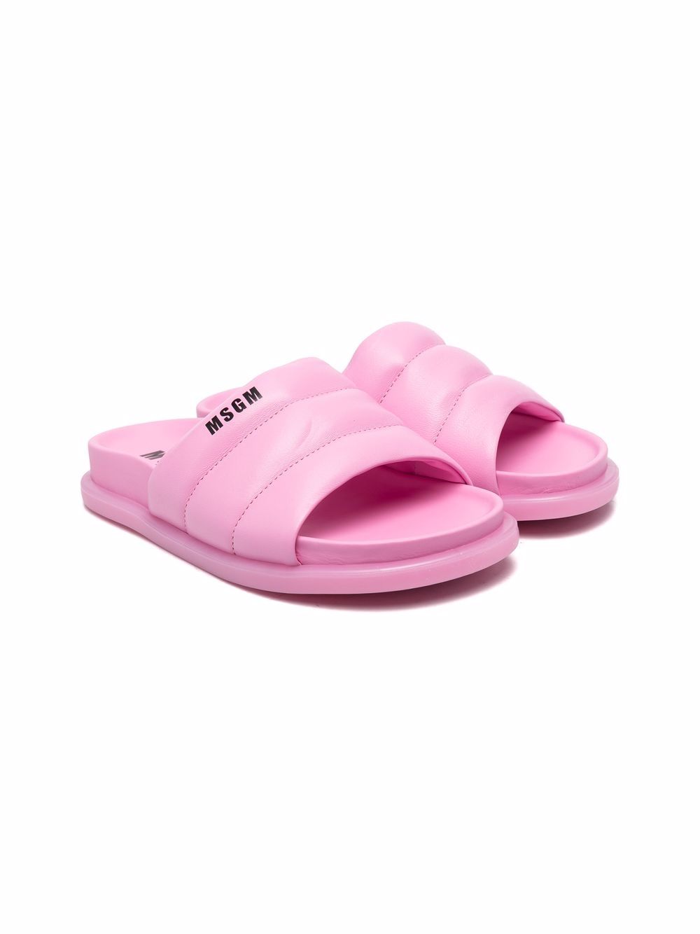 MSGM Kids padded logo-print slides - Pink