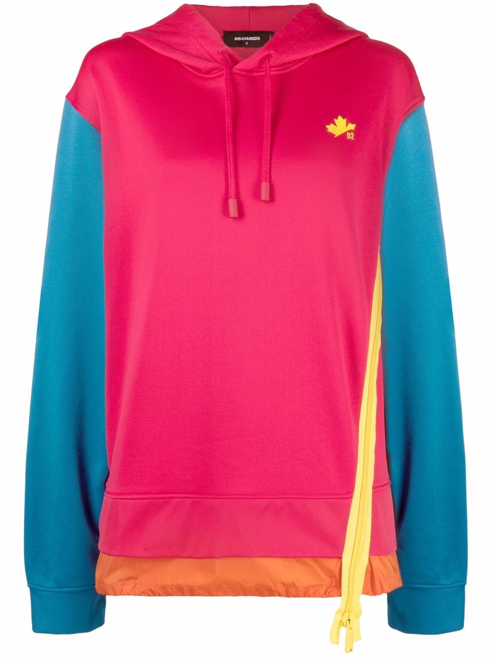 embroidered logo colour-block hoodie