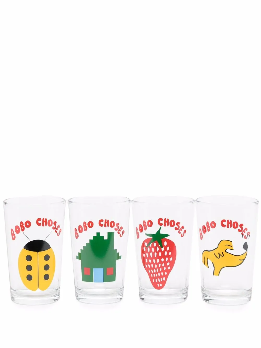 Bobo Choses Jogo de 4 copos em vidro com logo | Branco | Image 1