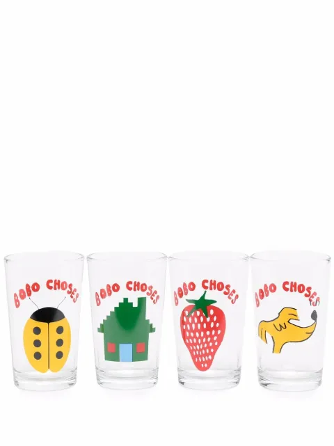 Bobo Choses juego de 4 vasos con logo estampado