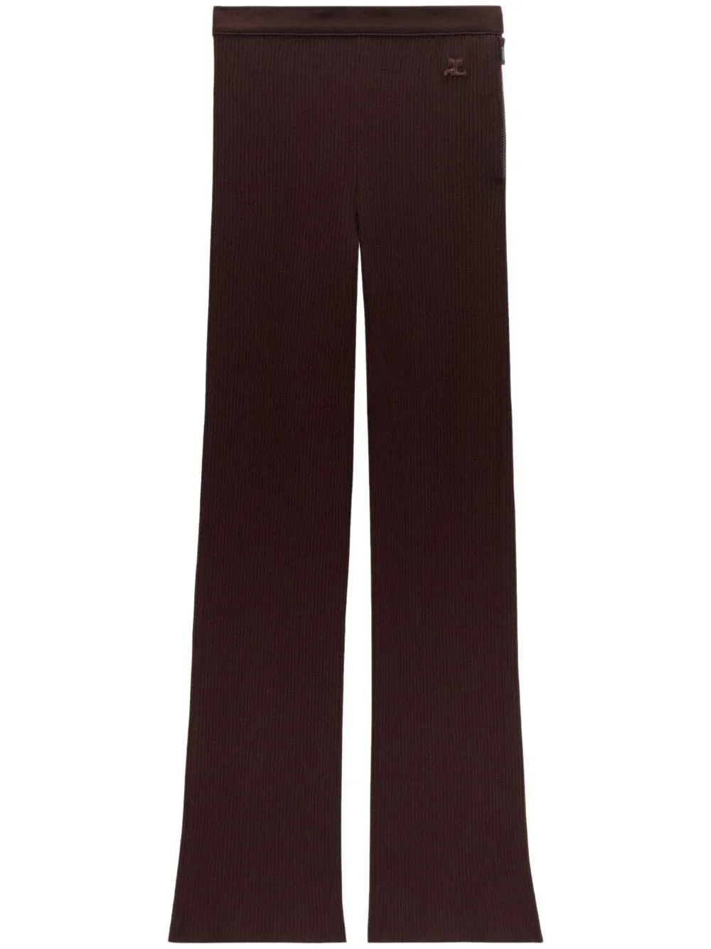 

Courrèges logo ribbed-knit flared trousers - Brown