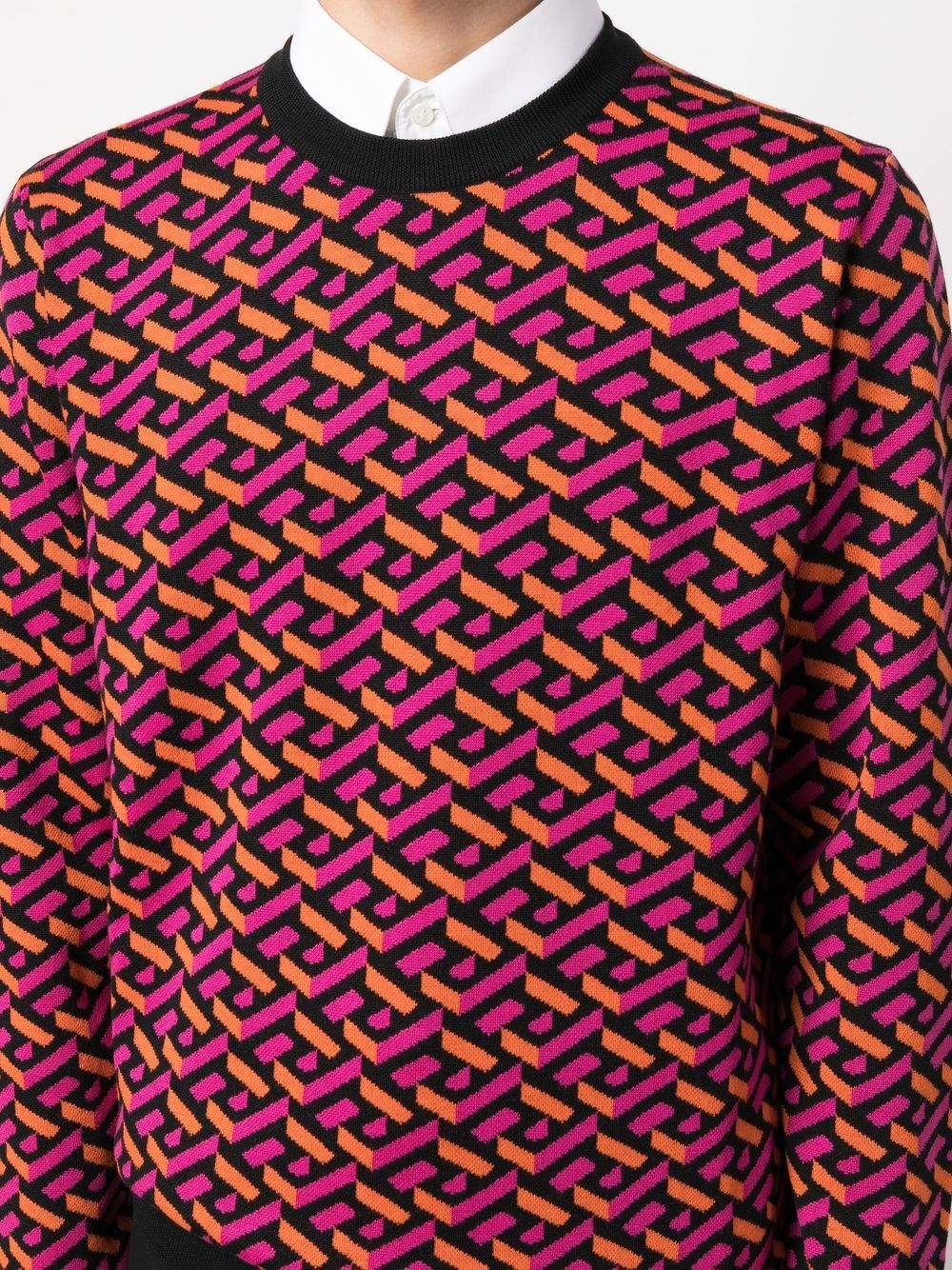 Versace La Greca jacquard crew neck sweater