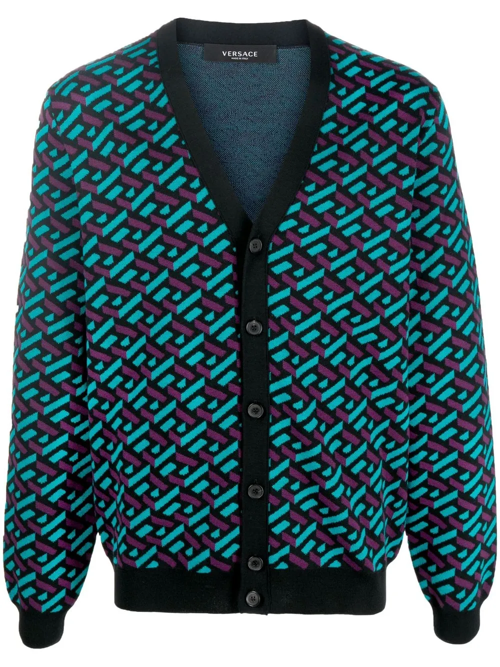 

Versace La Greca jacquard cardigan - Blue