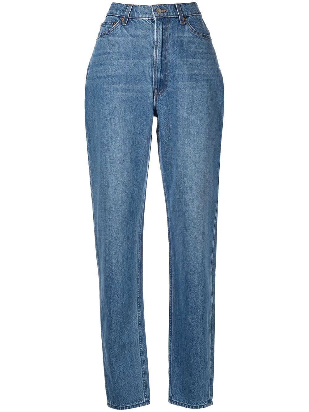 high-waisted denim jeans