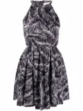 Michael Michael Kors leaf-print halterneck dress - White