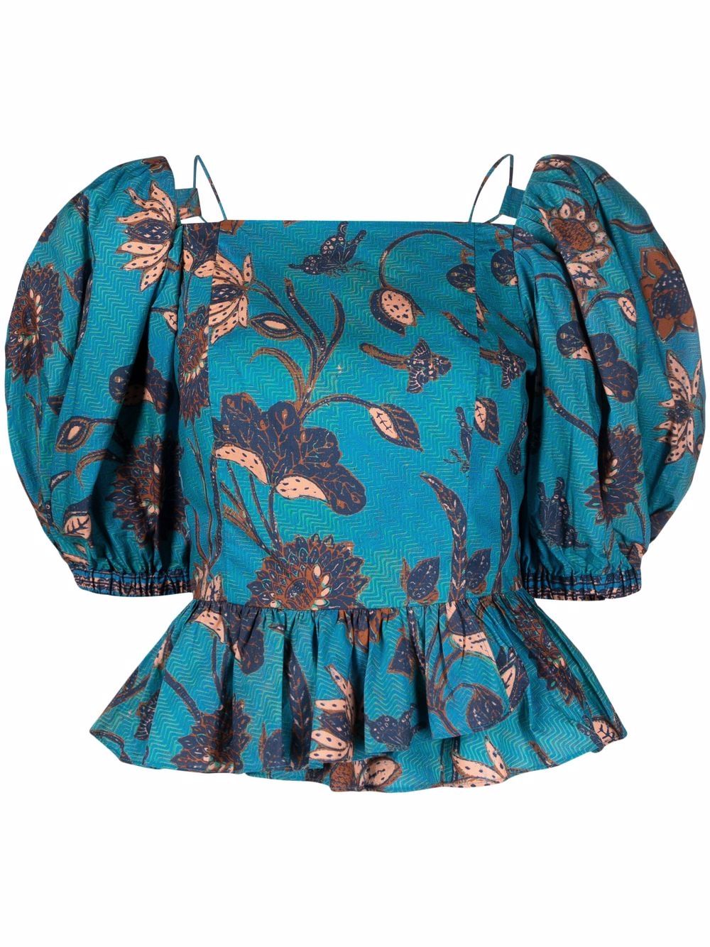 

Ulla Johnson blusa Portofino con estamapdo floral - Azul