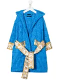 Versace Kids I Love Baroque hooded bathrobe - Blue