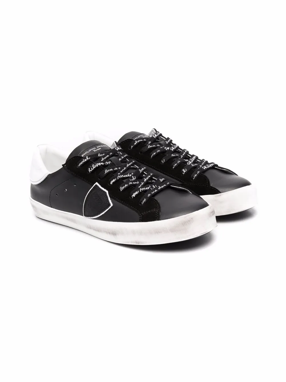 

Philippe Model Kids tenis con parche del logo - Negro