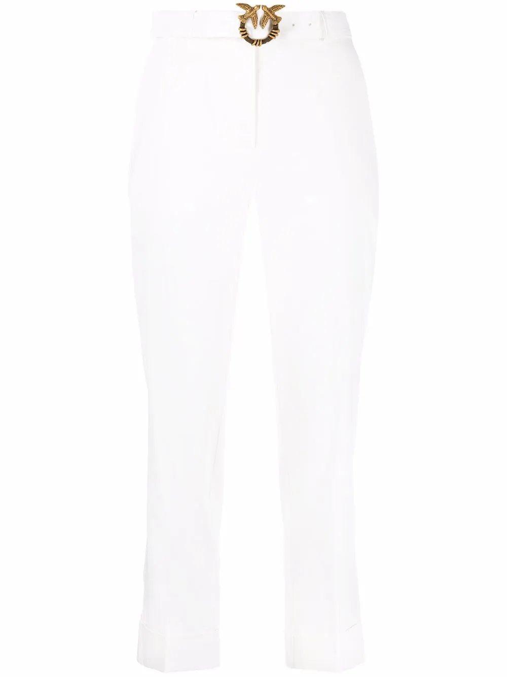 

PINKO pantalones Love Birds ajustados con hebilla - Blanco