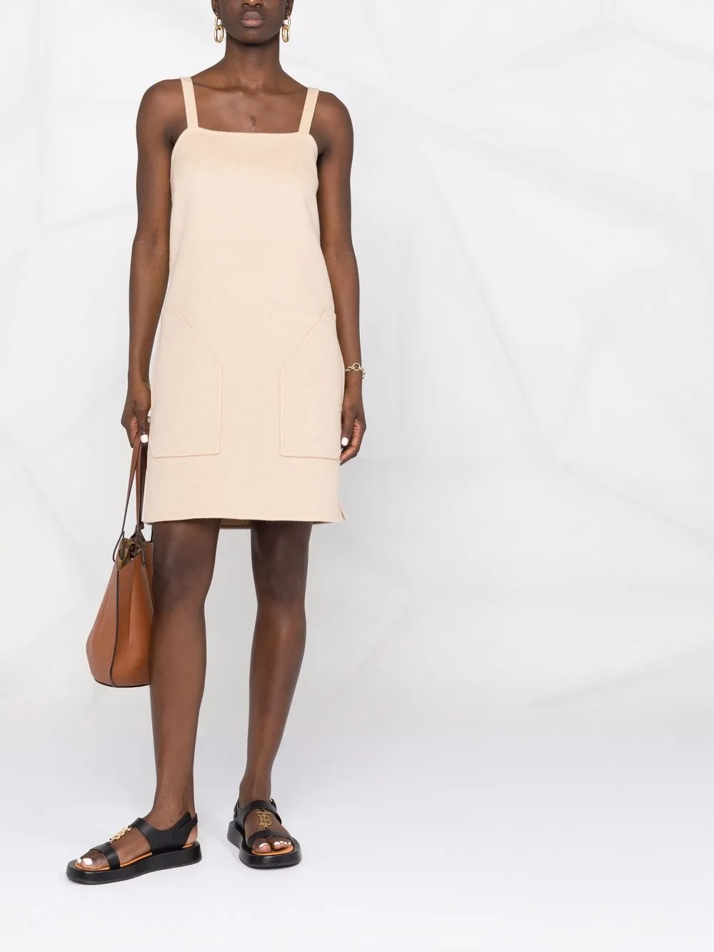 Max Mara Mini-jurk met vierkante hals - Beige