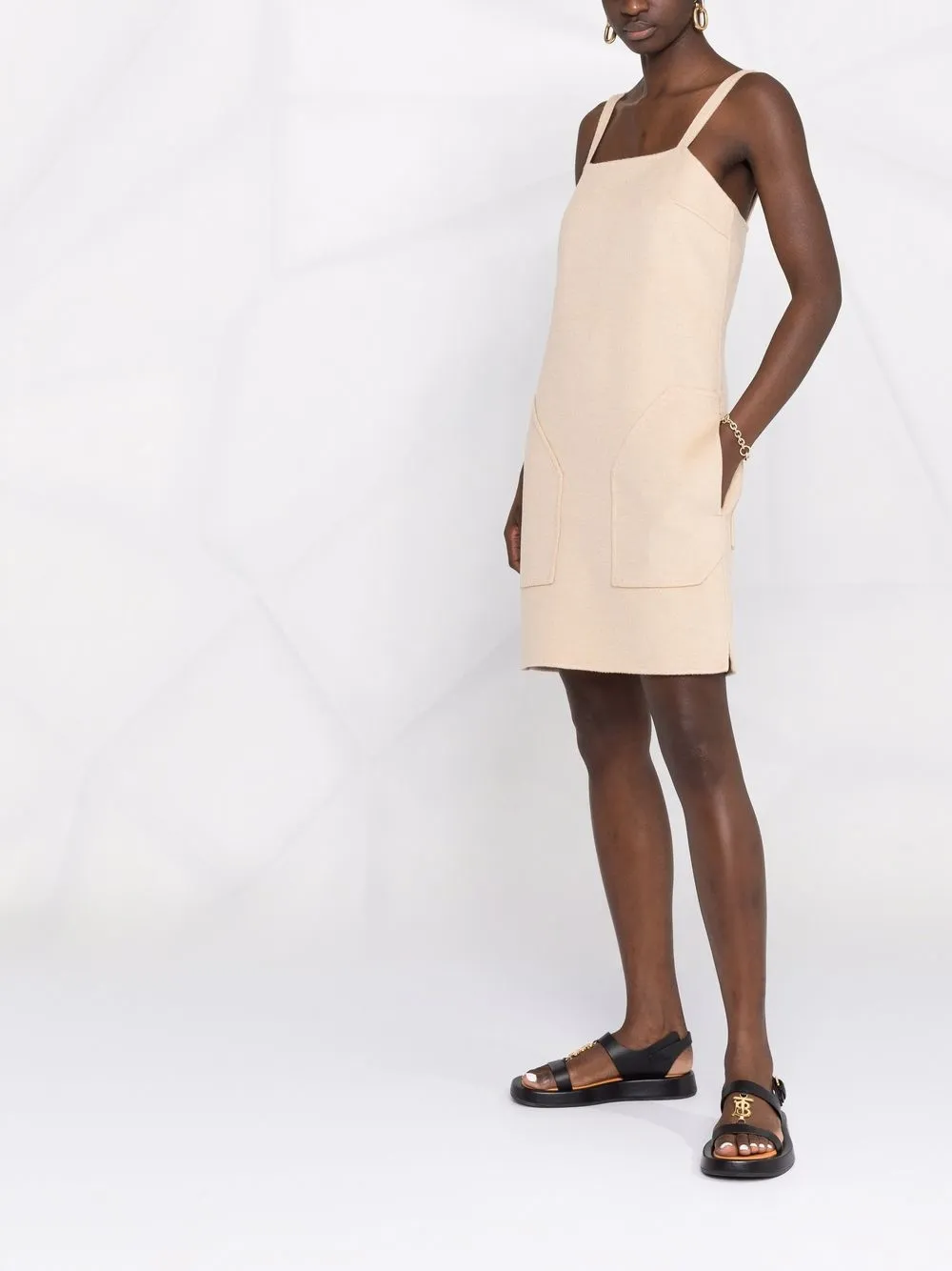 買い誠実 Max Mara ニュートラル | ノースリーブドレス スクエアネック ワンピース