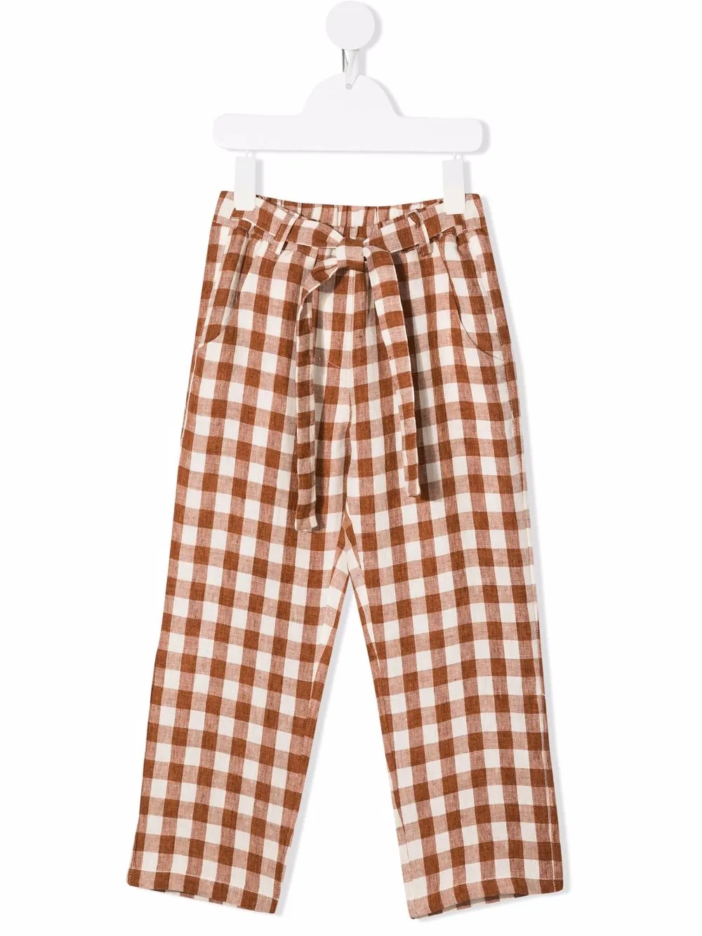 

Il Gufo check-print linen trousers - Brown