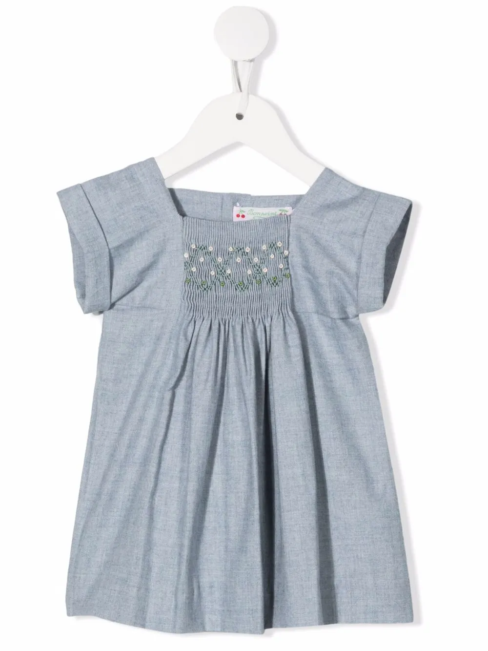 

Bonpoint smocked short-sleeve dress - Blue