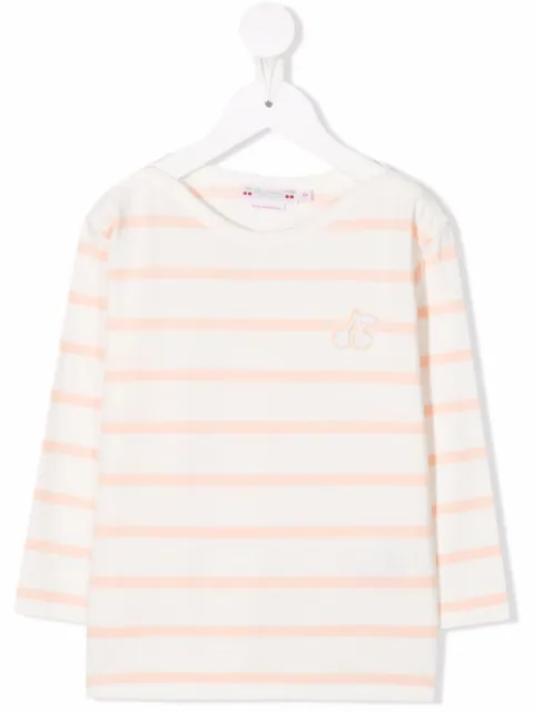 Bonpoint embroidered-cherry striped top