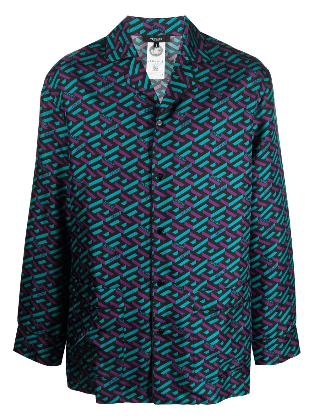 

Versace La Greca silk pyjama top - Green