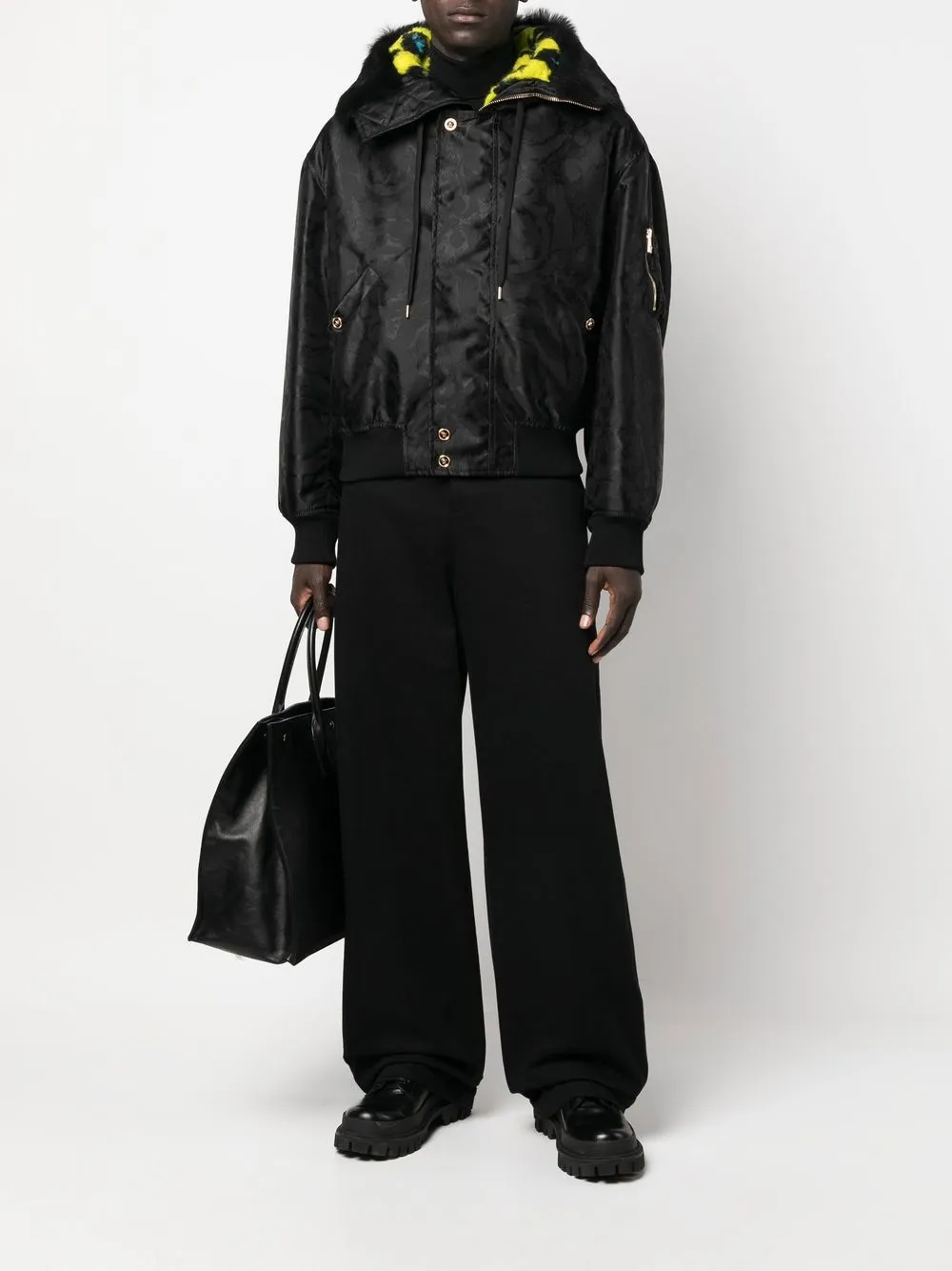 Versace baroque-print shearling-lined jacket | Hooded Jackets | Image 2