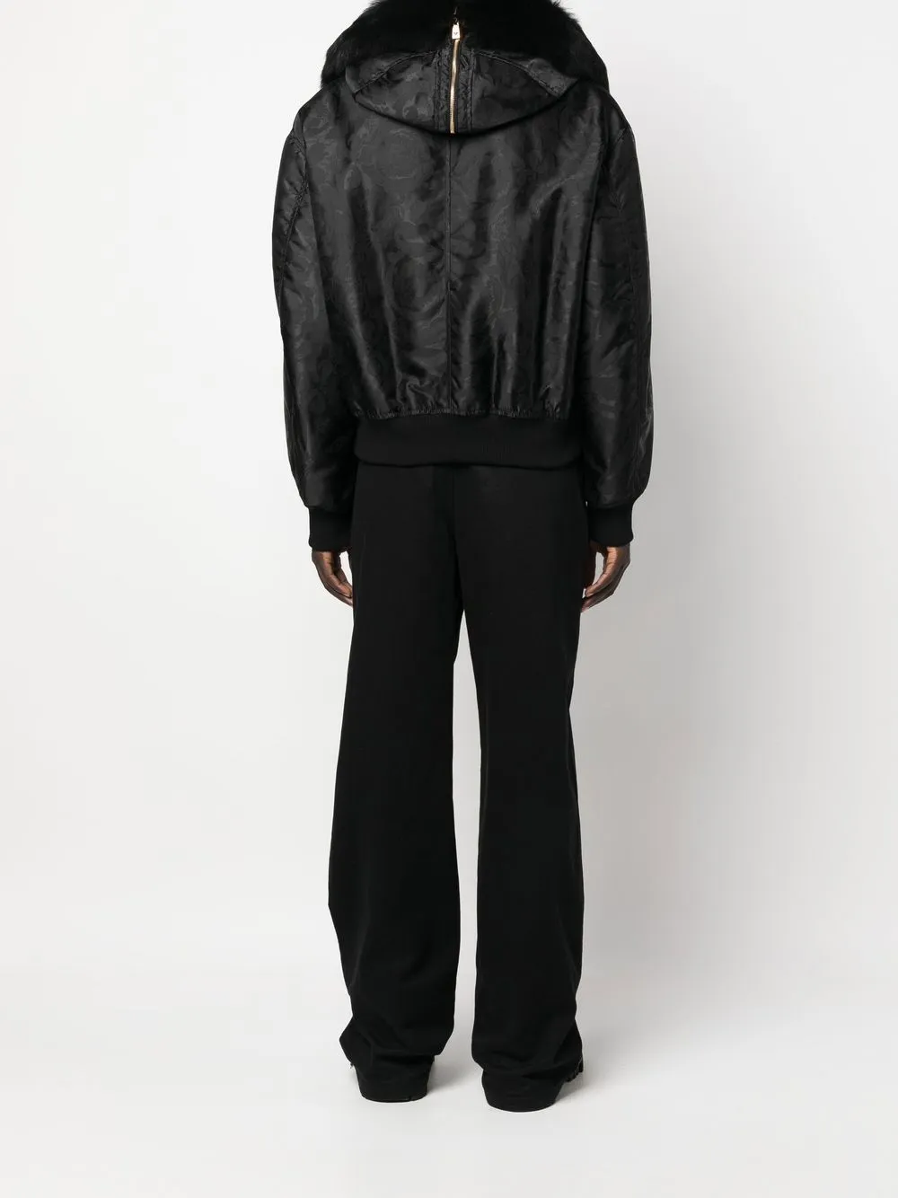 Versace Baroque-print Shearling-lined Jacket In Schwarz
