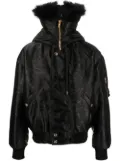Versace baroque-print shearling-lined jacket - Black