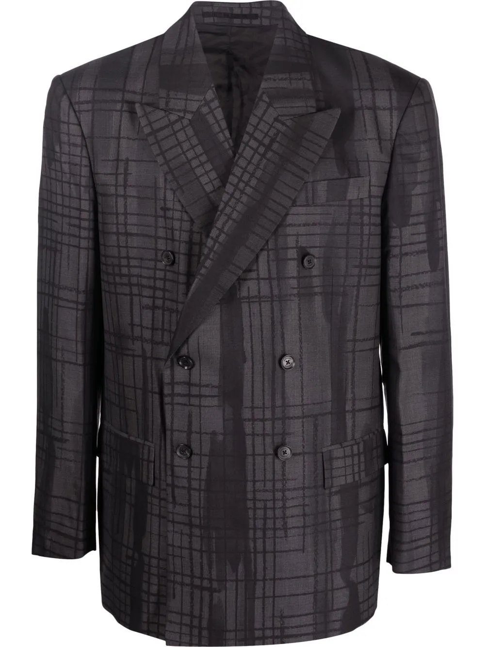 

Versace blazer con botones y estampado de grafiti - Gris