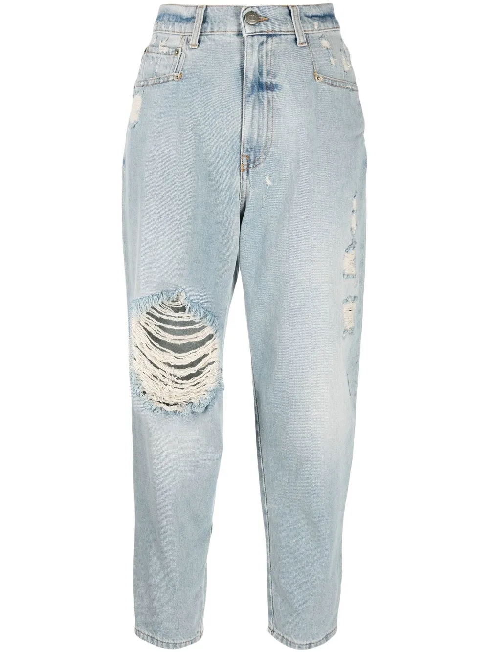 

TWINSET distressed high-waisted cropped jeans - Blue