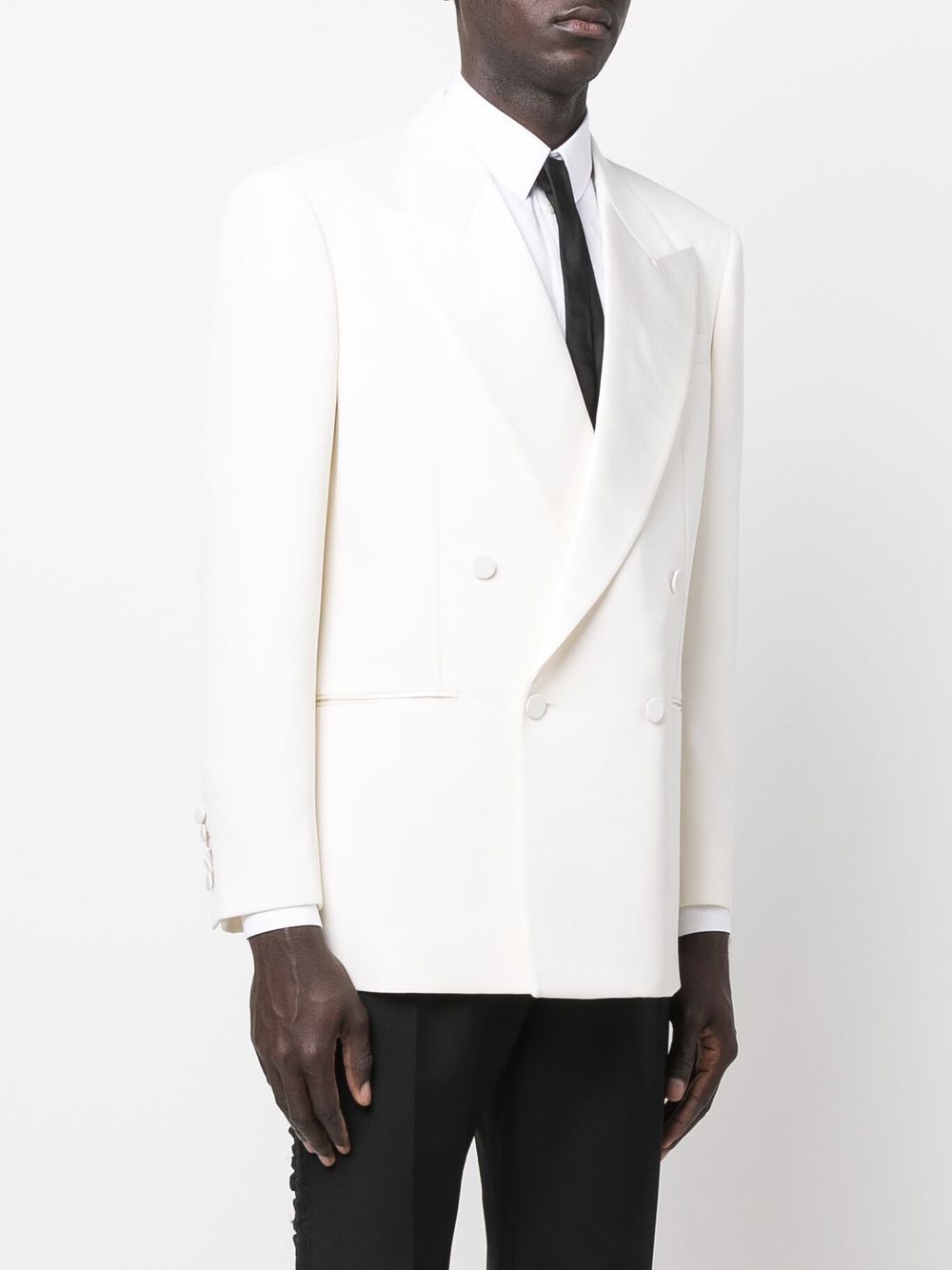 Shop Gucci Double-breasted Wool Blazer In Neutrals