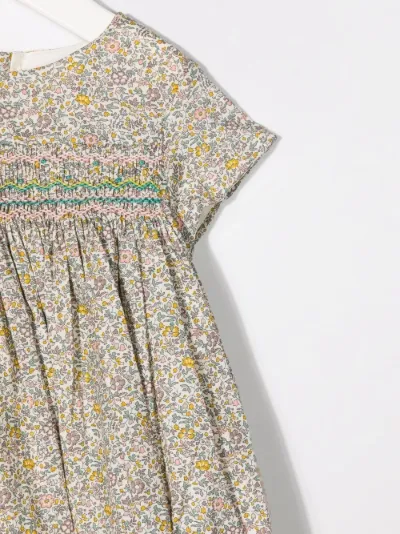 Bonpoint floral-print embroidered smock 