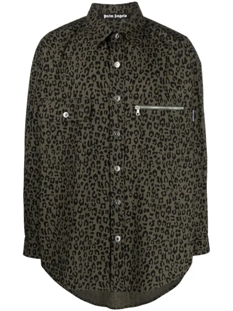 Palm Angels playera con estampado de leopardo