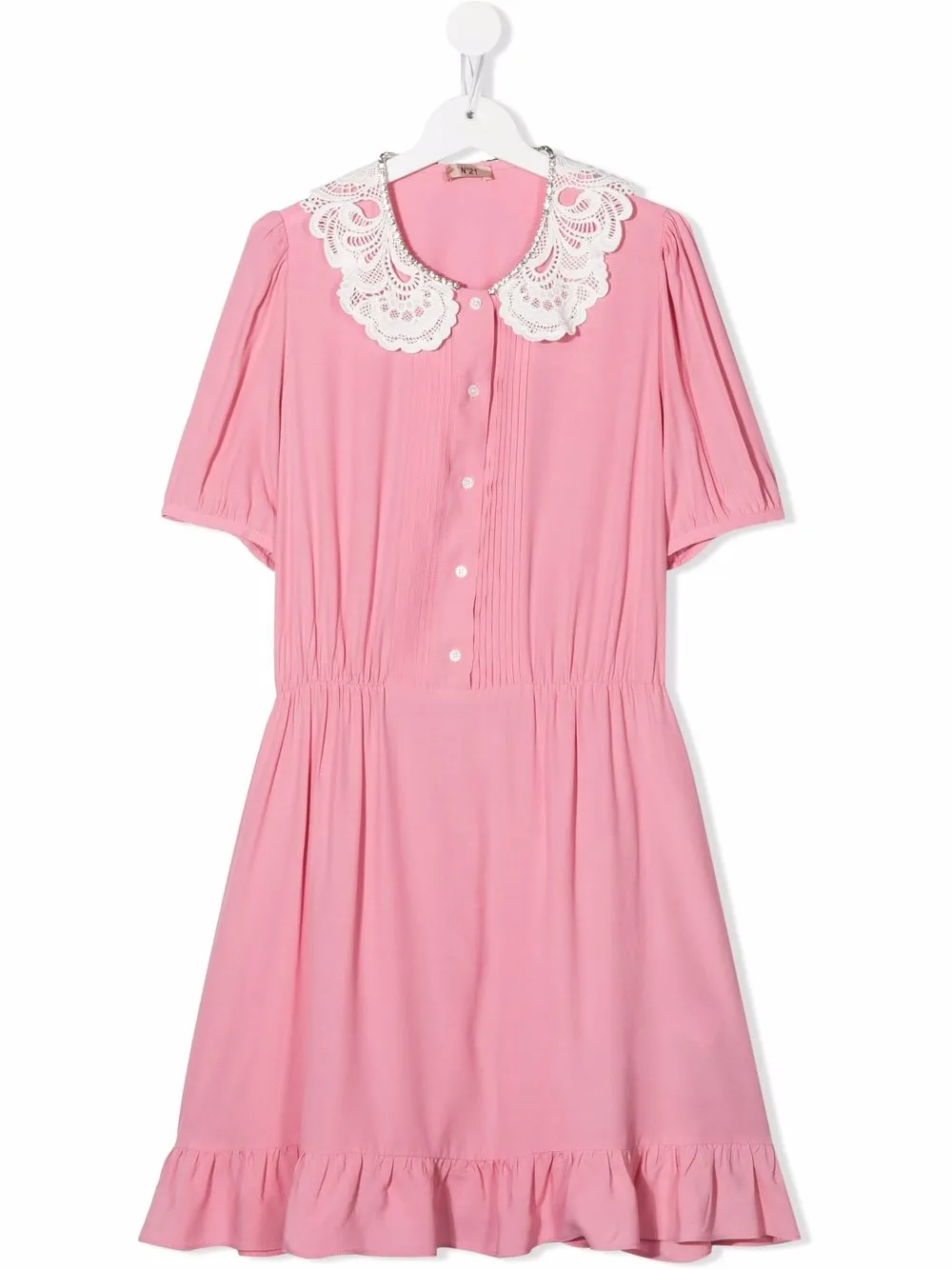 

Nº21 Kids vestido camisero con cuello festoneado - Rosado