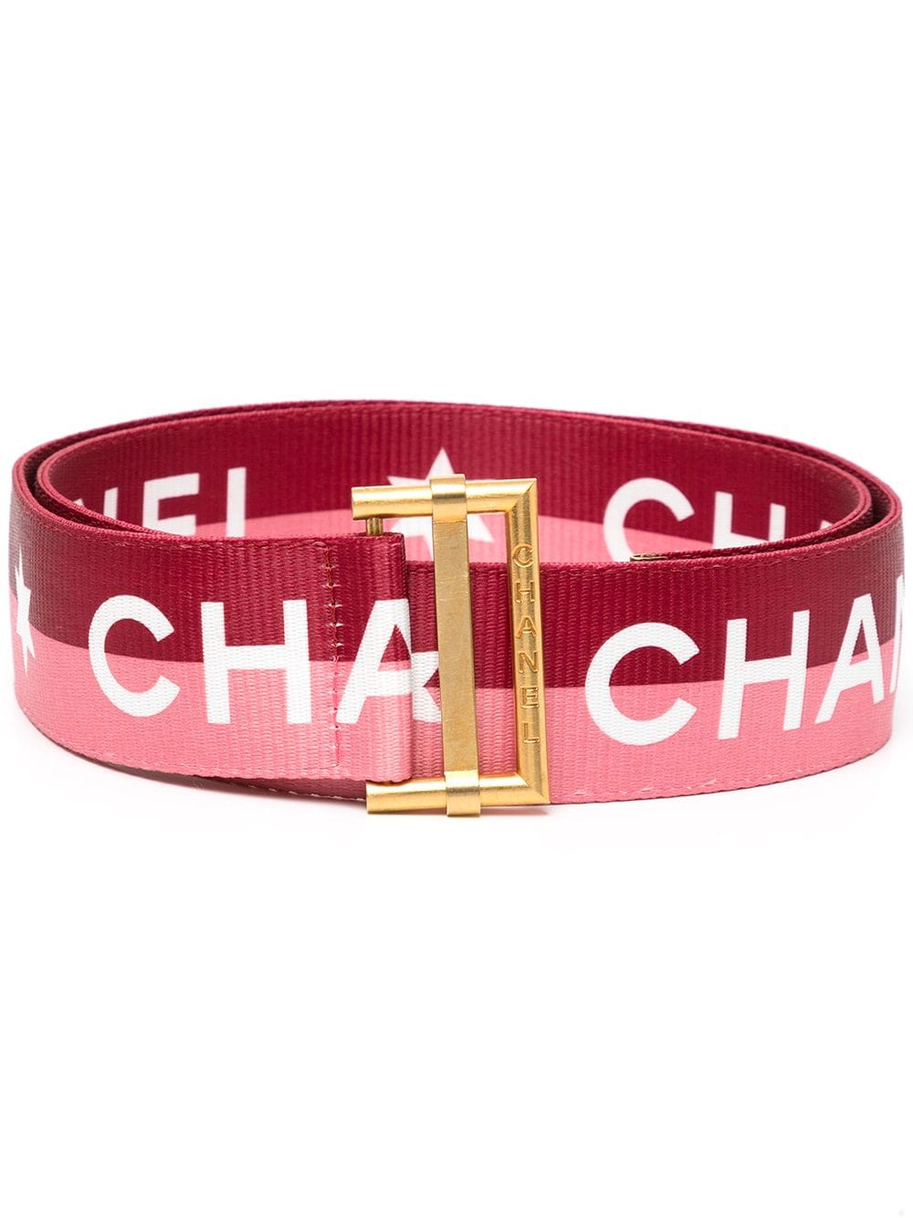 Pre-owned Chanel 2001 Star Logo-print Belt In Red
