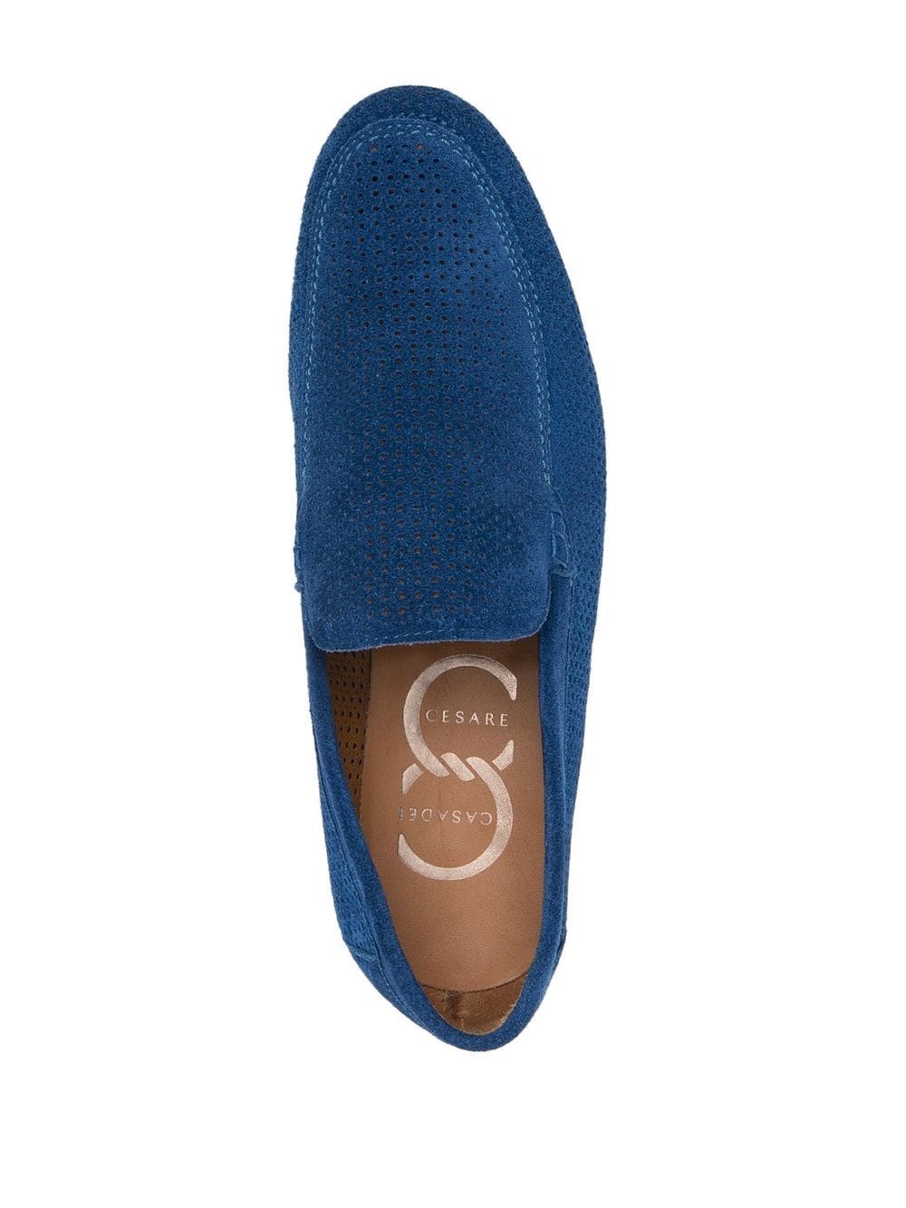 Shop Casadei Perforated Slip-on Loafers In Blau
