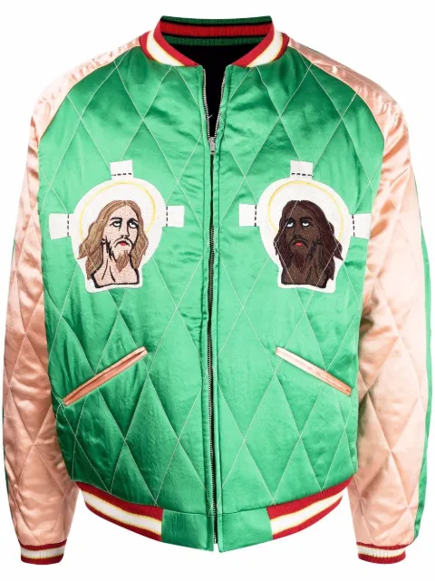 SAINT MXXXXXX embroidered-slogan bomber jacket