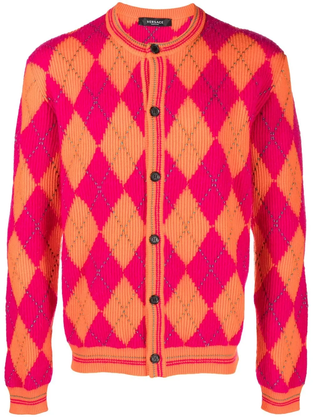 

Versace argyle intarsia knit cardigan - Naranja