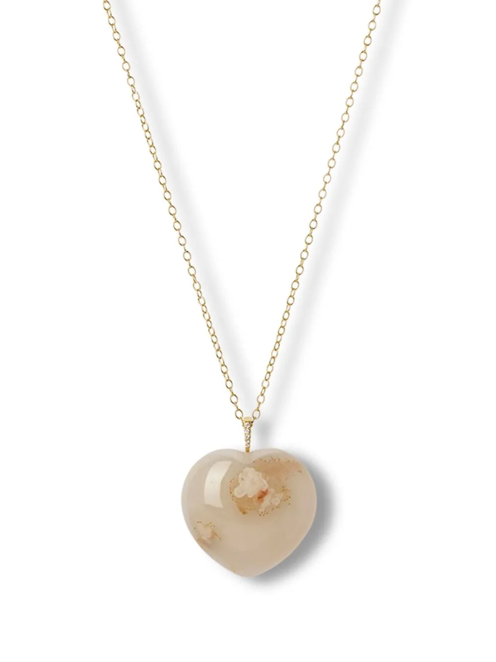 

THE ALKEMISTRY 18kt yellow gold Iqra Heart diamond and flower agate crystal necklace