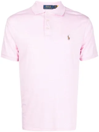 white polo shirt with pink horse