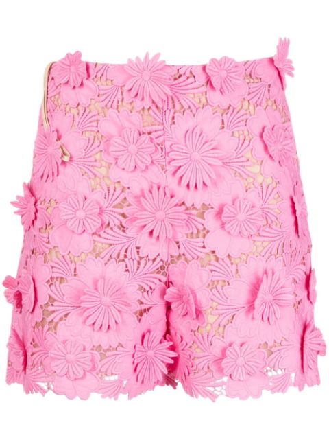 Oscar de la Renta floral-lace high-waisted shorts