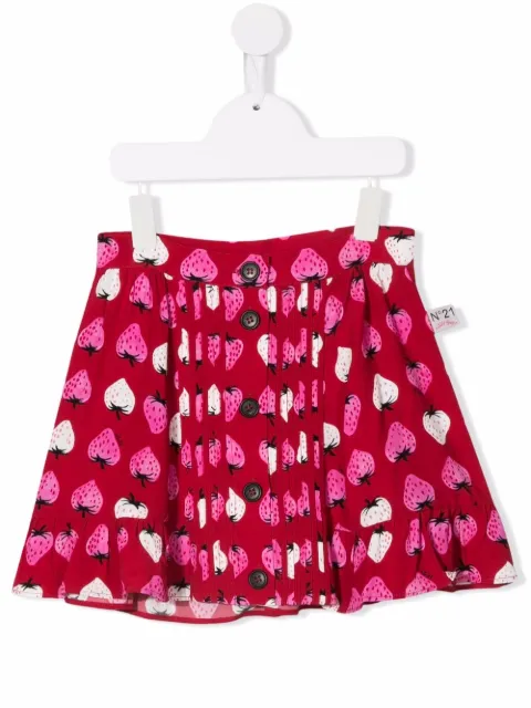 Nº21 Kids strawberry-print A-line miniskirt