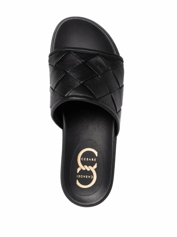 Casadei Interwoven Leather Sliders Black FARFETCH IN