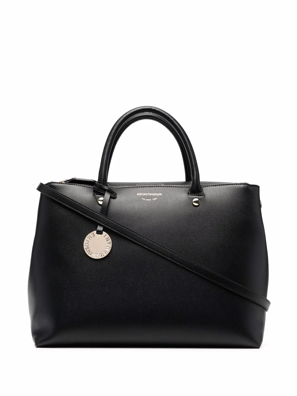 

Emporio Armani logo charm tote bag - Black