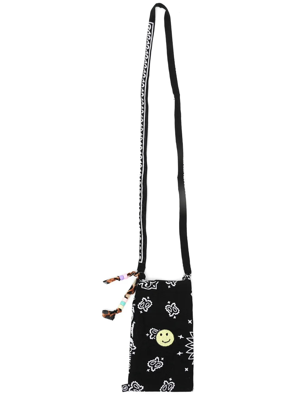paisley-print beaded phone pouch