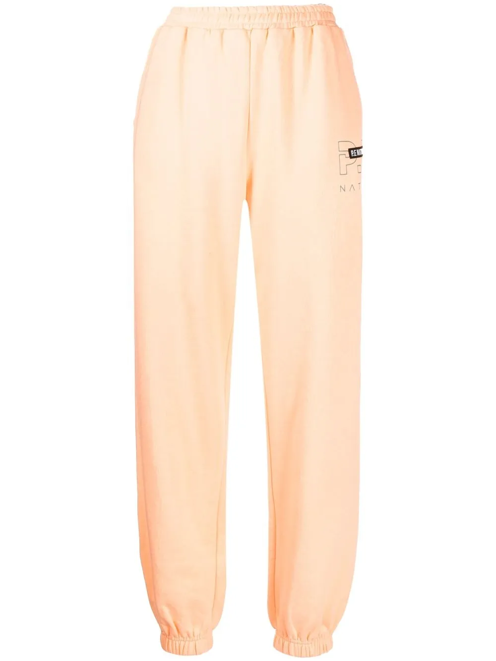 P.e Nation Grand Stand Tapered-leg Mid-rise Organic-cotton Jogging Bottoms In Orange