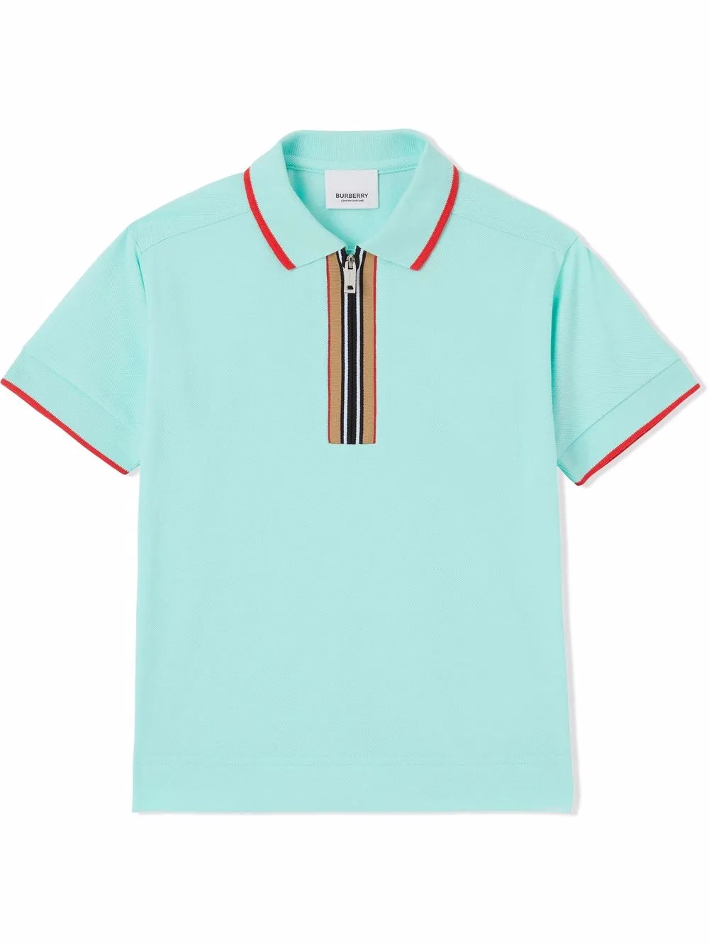 

Burberry Kids Icon stripe zip-front polo shirt - Blue