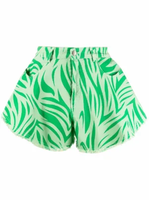 Farfetch Abbigliamento Pantaloni e jeans Shorts Pantaloncini Shorts con stampa Verde 