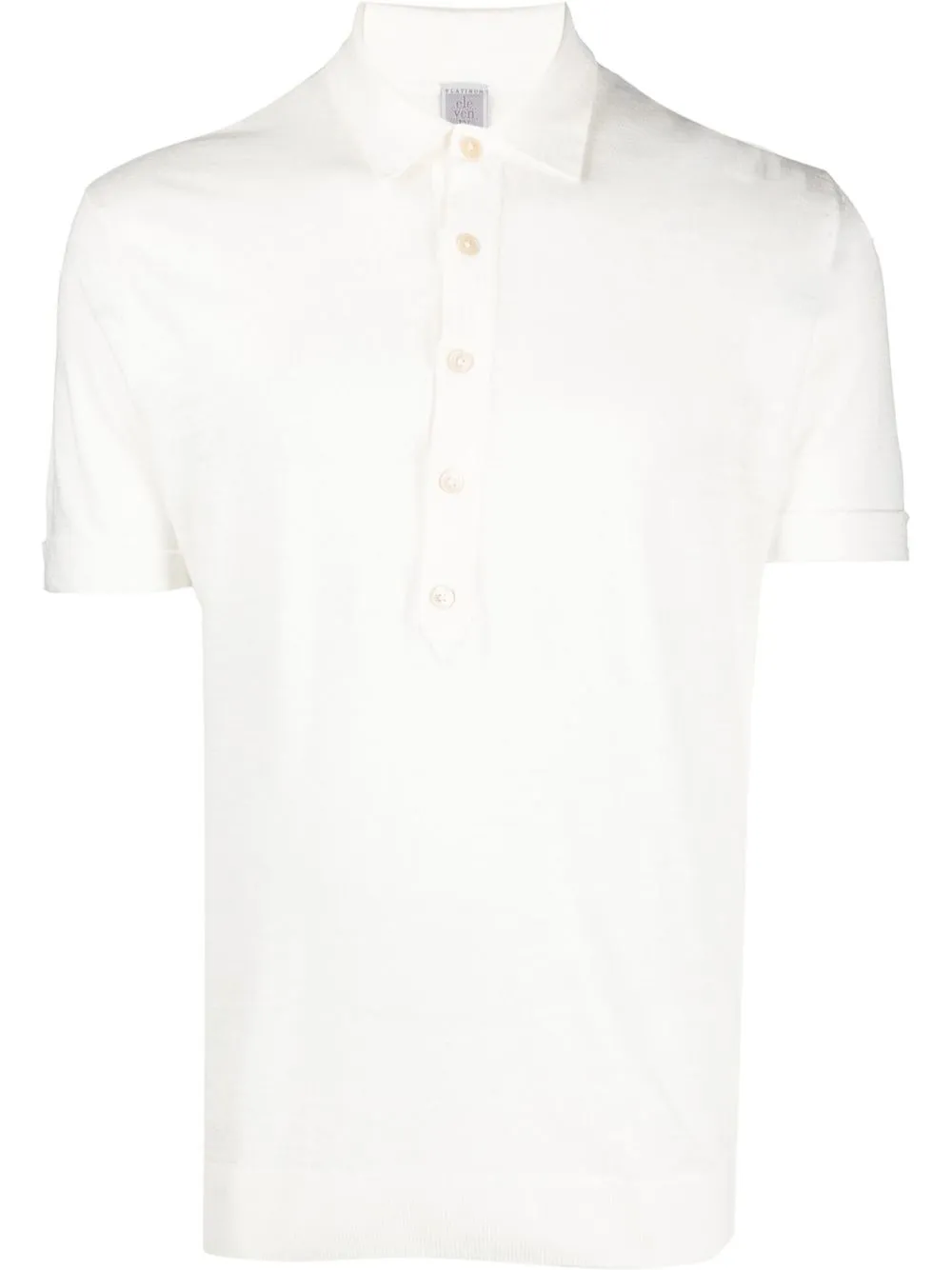 

Eleventy camisa tipo polo de tejido fino y maga larga - Blanco