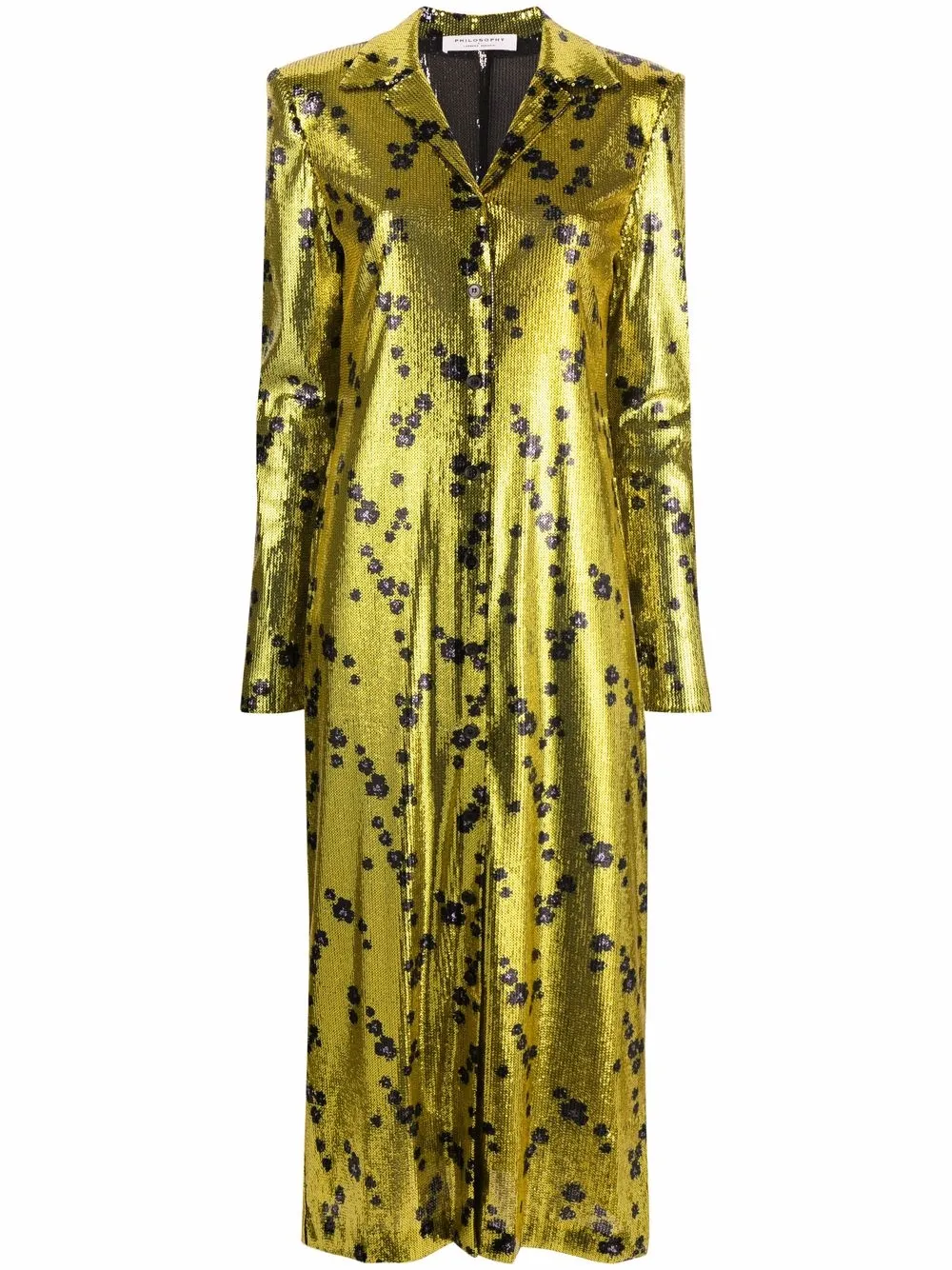 

Philosophy Di Lorenzo Serafini vestido camisero bordado con lentejuelas y motivos florales - Amarillo