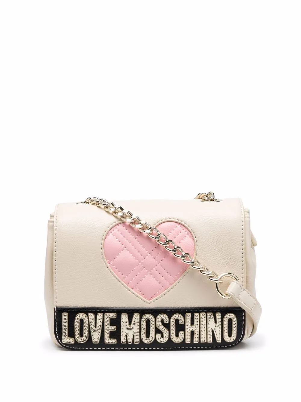 

Love Moschino quilted logo-patch shoulder bag - Neutrals